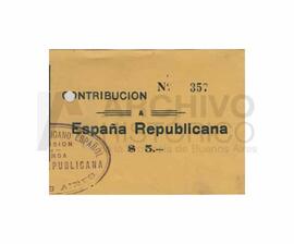 Comprobante de contribución nº357 a España Republicana por $5.