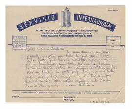 Carta enviada a Adelina. Firmada por Cristina