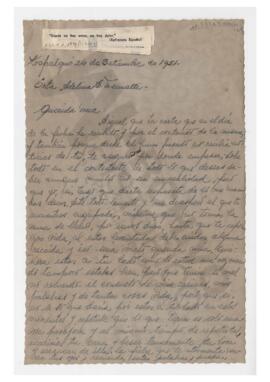 Carta enviada a Adelina por Luis María Alaye. 1951, Tapalqué. Con sobre