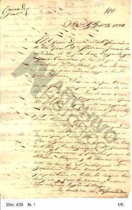 Copia de una carta enviada por Rosas al teniente coronel García en la cual comunica el envío de u...