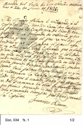 Carta enviada a Rosas por el capataz Francisco Romero comunicándole haber entregado para la venta...