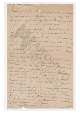 Carta enviada a Adelina por Edilia Mainero, Inspectora de Enseñanza.
