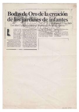 Recorte diario "Bodas de Oro de la creación de los jardines de infantes". 1996