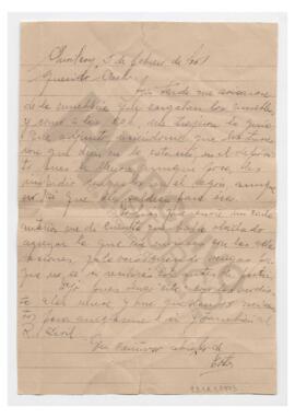 Carta enviada a Luis María Alaye por Adelina. 1952, Chivilcoy.