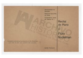 Programa del recital de Flora Nudelman  (dedicatoria con tinta azul- con sincera amistad Flora Nu...