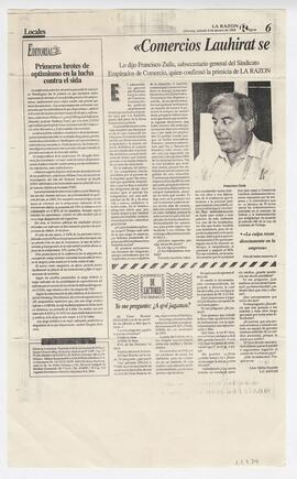 Recorte del diario La Razón de Chivilcoy con una nota escrita por Licia Ofelia 1996