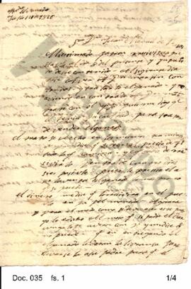 Carta de José Antonio Vera dirigida a Rosas consultándole respecto de la compra de ganado. 1826