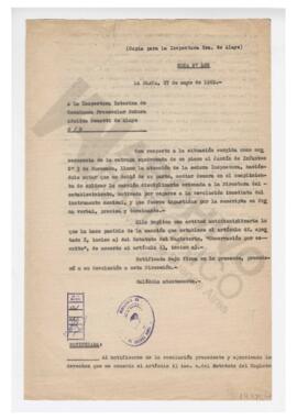 Nota N185 a la Inspectora Interina Sra Adelina Dematti de Alaye como consecuencia de la situación...