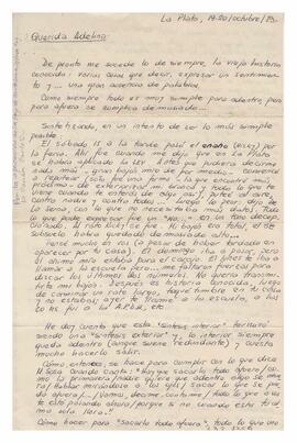 Correspondencia recibida por Adelina, firmada por María Inés. La Plata. 1983