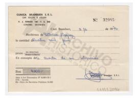 Comprobante de pago de la Clínica Brandsen por internación de Silvina Nogues. 1976