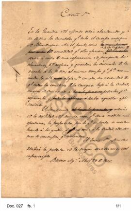 Borrador de una nota enviada por Rosas al gobierno en la cual solicita los cuarteles que ocupara ...