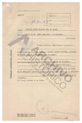 Cédula de notificación - Cámara Nacional de Apelaciones, Poder Judicial de la Nación. 1977