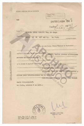 Cédula de notificación - Cámara Nacional de Apelaciones, Poder Judicial de la Nación. 1979