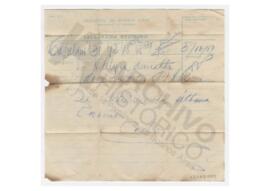 Telegrama enviado a Adelina por Luis María Alaye. 1951, Tapalqué