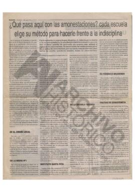 Recorte diario Tribuna de Brandsen "¿Qué pasa aquí con las amonestaciones? cada escuela elig...