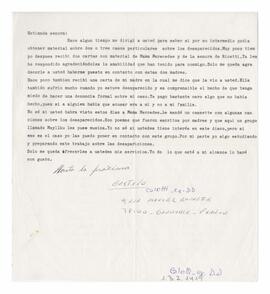 Carta enviada a Adelina desde Grenoble, Francia. Firmada por Gustavo