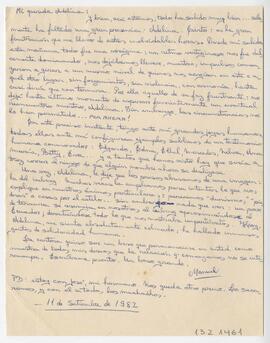 Carta enviada a Adelina por Manuel Cannizzo. 1982