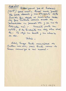 Carta enviada a Adelina. Firmada por Silvia.