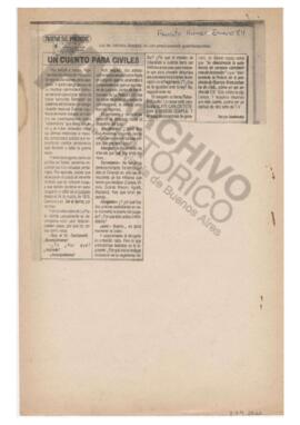 Recorte de la Revista Humor “Un cuento para civiles” 1984