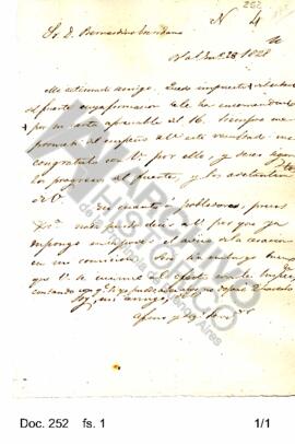 Borrador de una nota remitida por Rosas a Escribano en la cual  comunica tomar conocimiento del e...