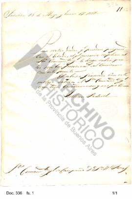 Copia de una carta remitida por Julián Perdriel a Rosas en la cual ruega saber los alcances del c...
