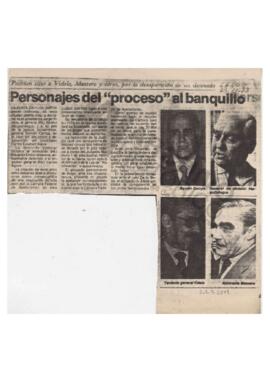 Recorte del diario La Voz “Personajes del “proceso” al banquillo. Podrían citar a Videla, Massera...