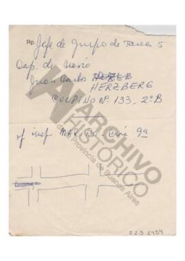 Manuscrito de Adelina sobre inspector Mariño y Herzberg