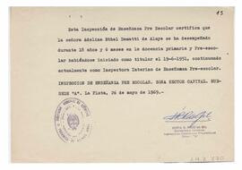 Certificado de servicios como docente de Educación Primaria y Pre escolar, durante 18 años y 6 me...