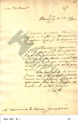Copia de una  nota enviada por Rosas a Vicente González anunciándole la partida de unas carretas ...