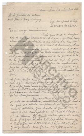 Carta de Adelina al Ministro del Interior Gral. Albano Harguindeguy 1977