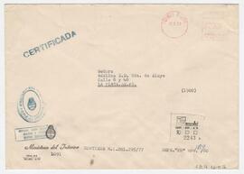 Sobre dirigido a Adelina. Rte: Ministerio del Interior. 1980 (Sólo anverso)