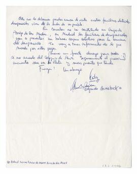 Carta enviada por Edgardo Binstock (secretario de DD.HH)