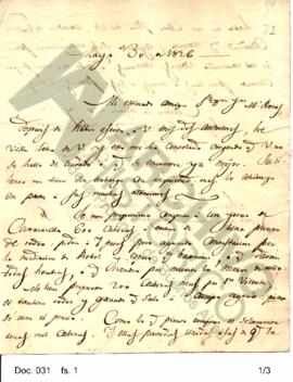 Carta dirigida a Rosas por Felipe Senillosa consultándole sobre la compra de ganado y precios. 1826