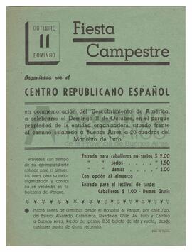 Fiesta campestre organizada por el Centro Republicano Español, el domingo 11 de Octubre