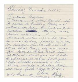 Carta enviada a Adelina desde Chivilcoy. Firmada, Nena. 1983