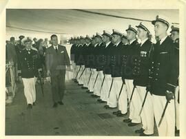 Juan Domingo Perón con delegaciones extranjeras
