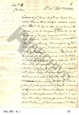 Borrador de un oficio de Rosas enviado al Ministro de Guerra y Marina en el cual indica la compra...