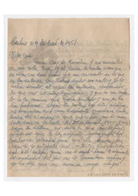 Dos cartas. Primera carta enviada a Adelina por Luis María Alaye.  Segunda carta enviada a Luis M...