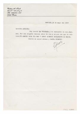 Correspondencia recibida por Adelina. Firmada por Cristina Knoll, Berisso. 2007