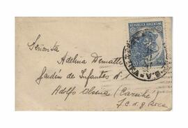 Tarjeta de felicitación por casamiento de Adelina, Jardín de Infantes Nª1, Tapalqué. 1951