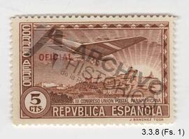 1 estampilla de la aviación 5 centavos