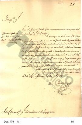 José Rondeau transcribe a Rosas una comunicación ministerial donde  se dispone  el envío de mater...