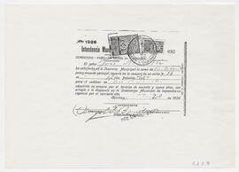 Comprobante de la compra del nicho para el hermano de Adelina 1926