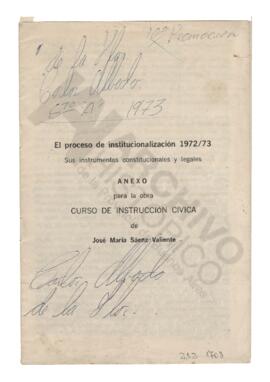 Anexo del libro “Curso de Instrucción Cívica” de José María Saenz Valiente.