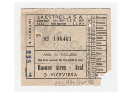 Carta de Luis Alaye y Adelina dirigida a Carlos. Azul. Pasaje de Colectivo Buenos Aires-Azul. Emp...
