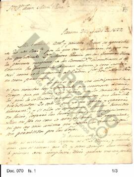 Carta dirigida a Rosas por Juan Salas acerca de un pedido de aquel para que no sea perjudicado Ma...