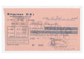 Comprobante de pago de servicio fúnebre. 1976