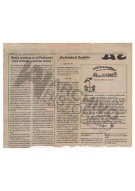 Recorte diario Tribuna de Brandsen "Habrá cambios en el Polimodal para reforzar materias cla...