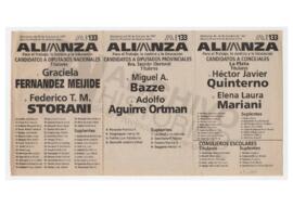 Boleta de la Alianza para el Trabajo, la Justicia y la Educación. Provincia de Buenos Aires. List...