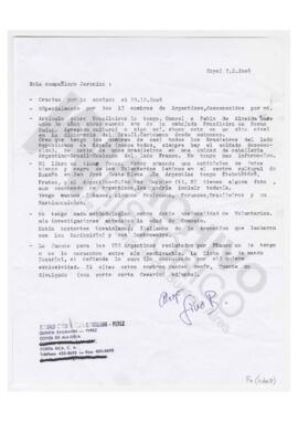 Correspondencia con Gino Baumman. Cartas con material, información y comentarios 2005